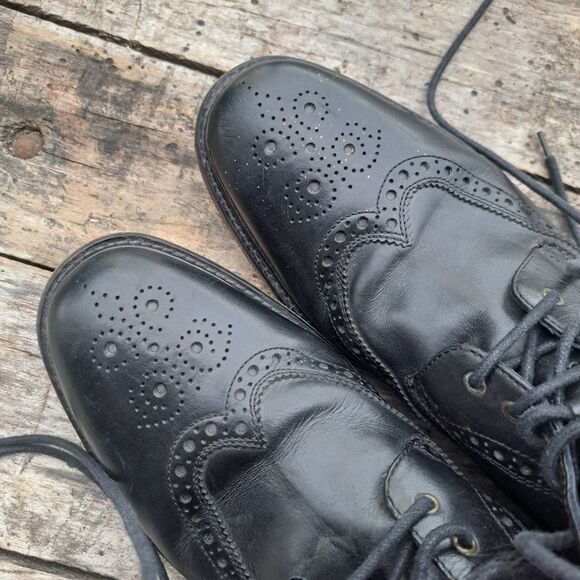 Cole Haan 11.5 Mens Signature Wingtip Black Leather Italian Oxford Shoe Boot main image 8